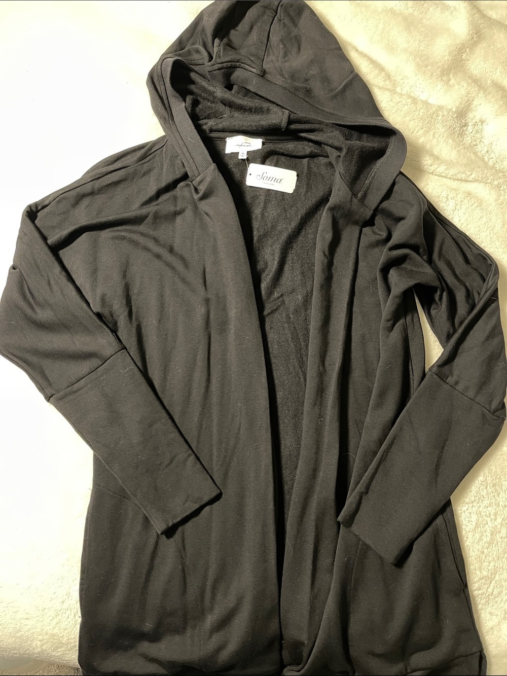 Soma Weekend Hooded Open Cardigan in Black